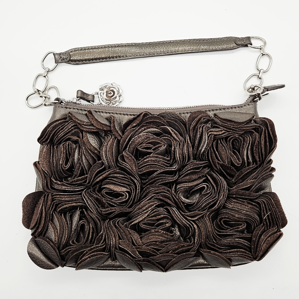 BRIGHTON | leather ruffle rose bag purse
